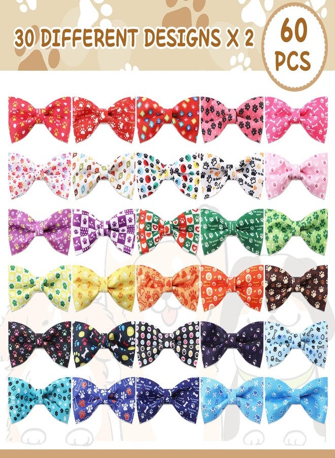 Cosblank 60 Pcs Paw Bone Print Dog Collar Bow Ties Bulk Dog Grooming Supplies Bowtie Accessories Puppy Bows Detachable Collar Charms for Small Medium Large Cat Pet Costume - Image 4